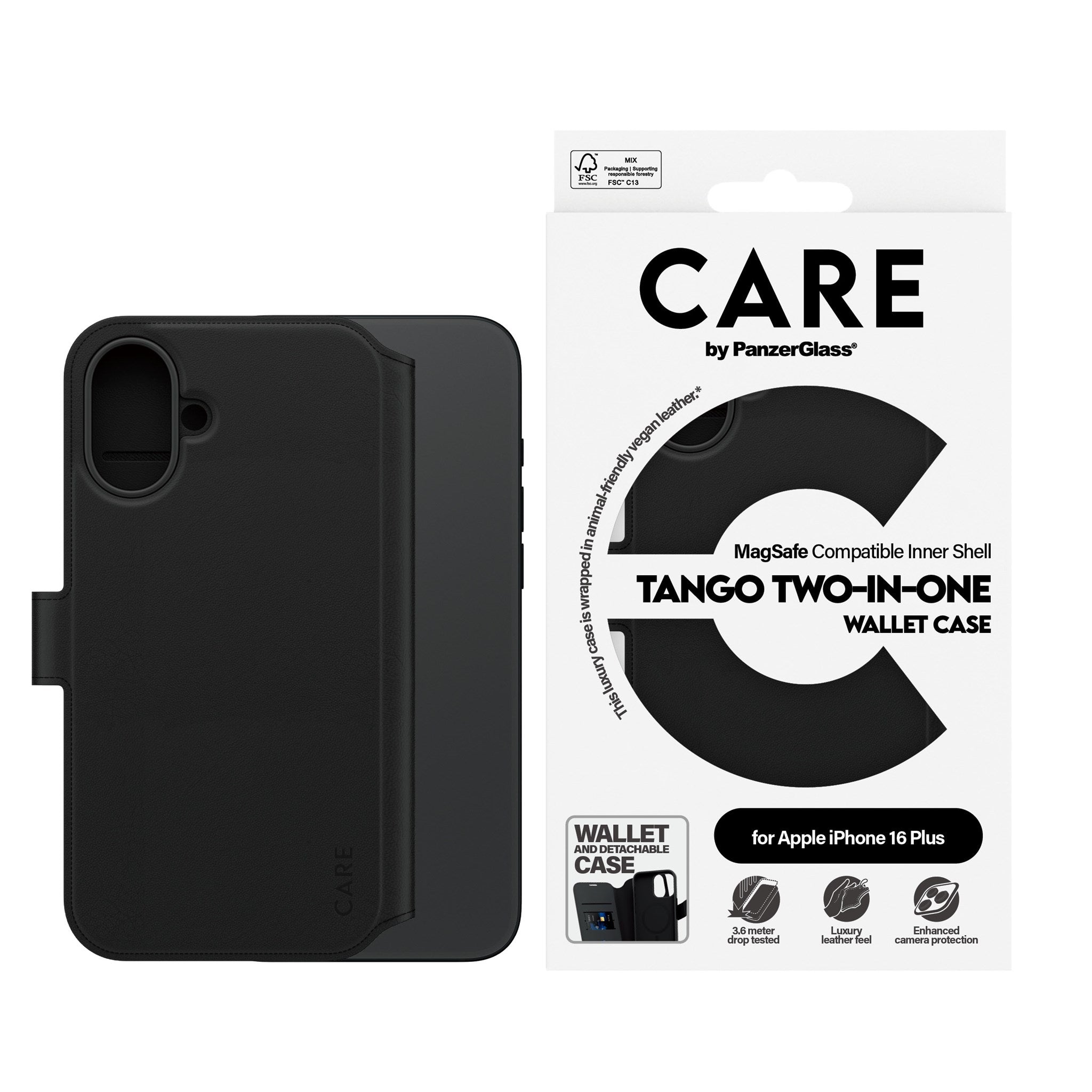 CARE by PanzerGlass® Feature Case Tango Two-in-One Wallet m. MagSafe iPhone 16 Plus